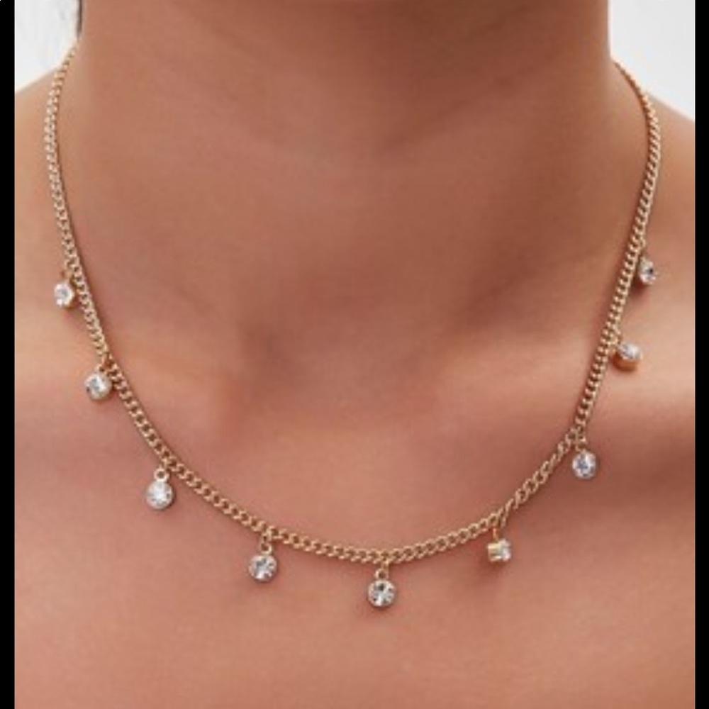 Rose gold rhinestone necklace NWT forever 21